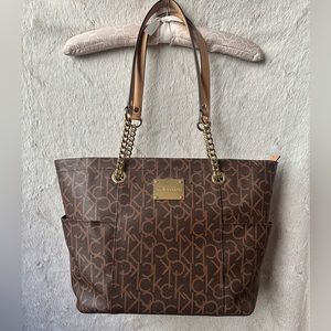 NWOT! Calvin Klein Brown Logo Tote Bag